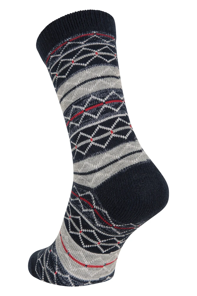 Fairisle Patterned Mens Mid-Calf Socks