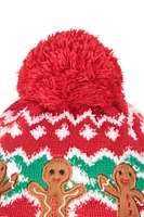 Xmas Gingerbread Kids Pom Beanie