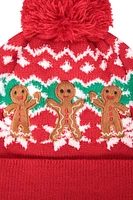 Xmas Gingerbread Kids Pom Beanie