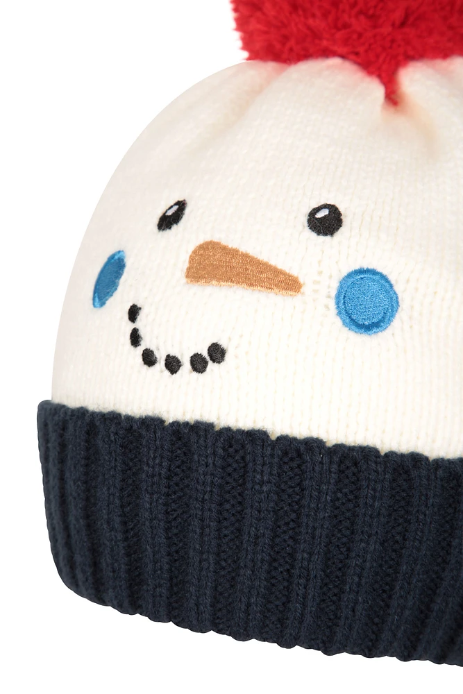 Snowman Kids Pom Beanie