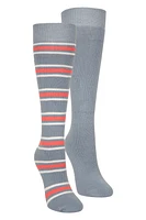 Womens Striped Knee Length Ski Socks 2-Pack