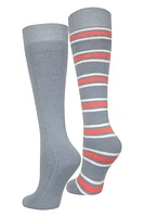 Womens Striped Knee Length Ski Socks 2-Pack