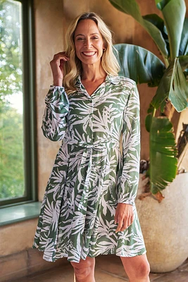 Porto Womens Woven Button-Through Shirt Dress