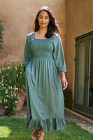 Cadiz Womens Full Sleeve Shirred Dress