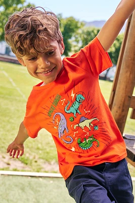 Glow The Dark Space Dino Kids Tee