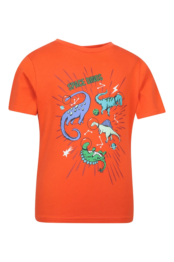 Glow The Dark Space Dino Kids Tee