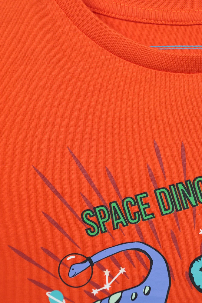 Glow The Dark Space Dino Kids Tee