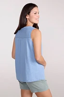 Tuscany Womens Chambray Sleeveless Shirt
