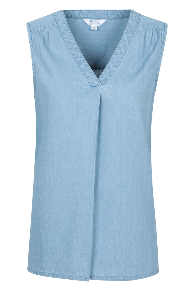 Tuscany Womens Chambray Sleeveless Shirt