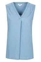 Tuscany Womens Chambray Sleeveless Shirt