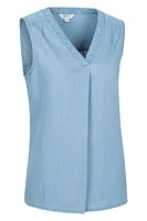 Tuscany Womens Chambray Sleeveless Shirt