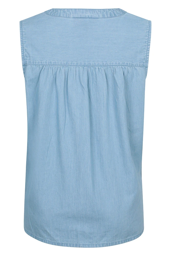 Tuscany Womens Chambray Sleeveless Shirt