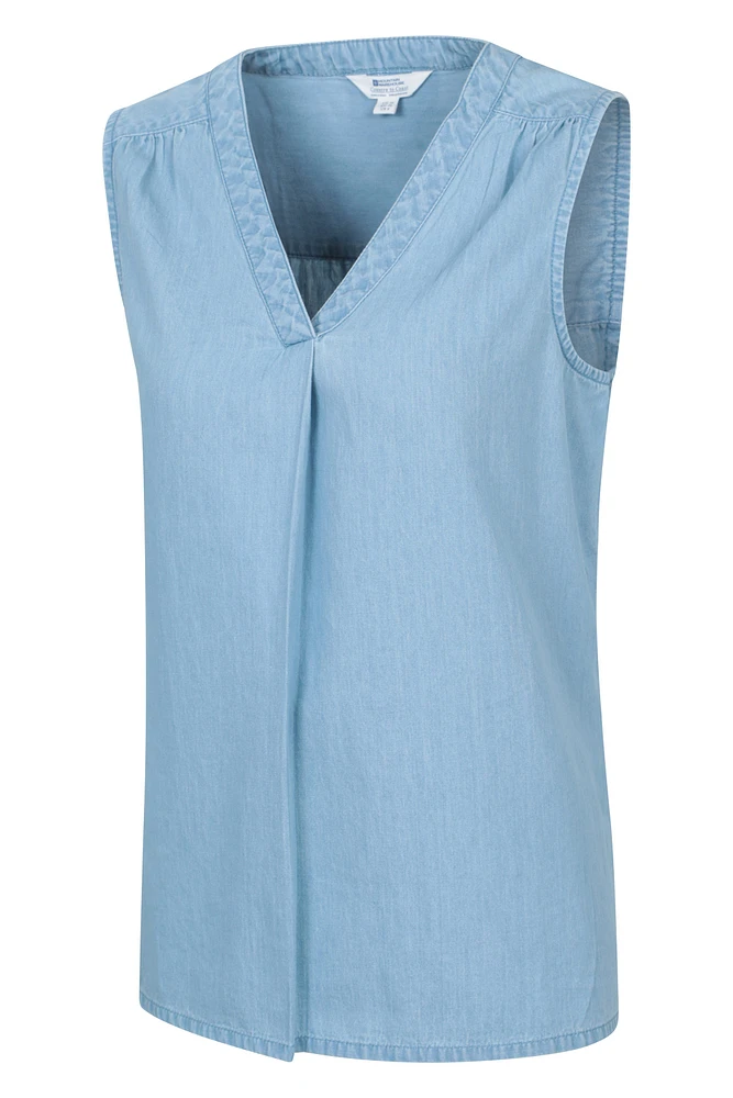 Tuscany Womens Chambray Sleeveless Shirt