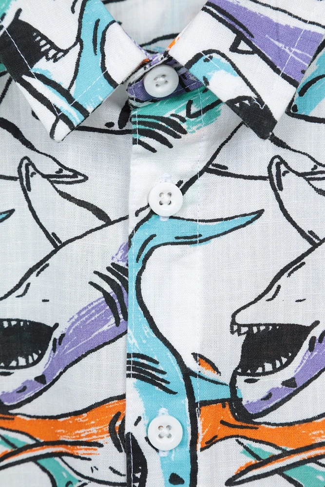 Printed Kids Woven Short Sleeve Shirt