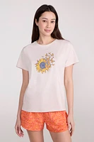 Printed Womens Sunflower Relaxed Fit T-Shirt