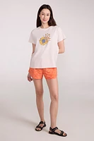 Printed Womens Sunflower Relaxed Fit T-Shirt