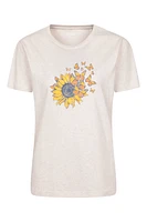 Printed Womens Sunflower Relaxed Fit T-Shirt