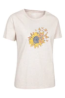 Printed Womens Sunflower Relaxed Fit T-Shirt