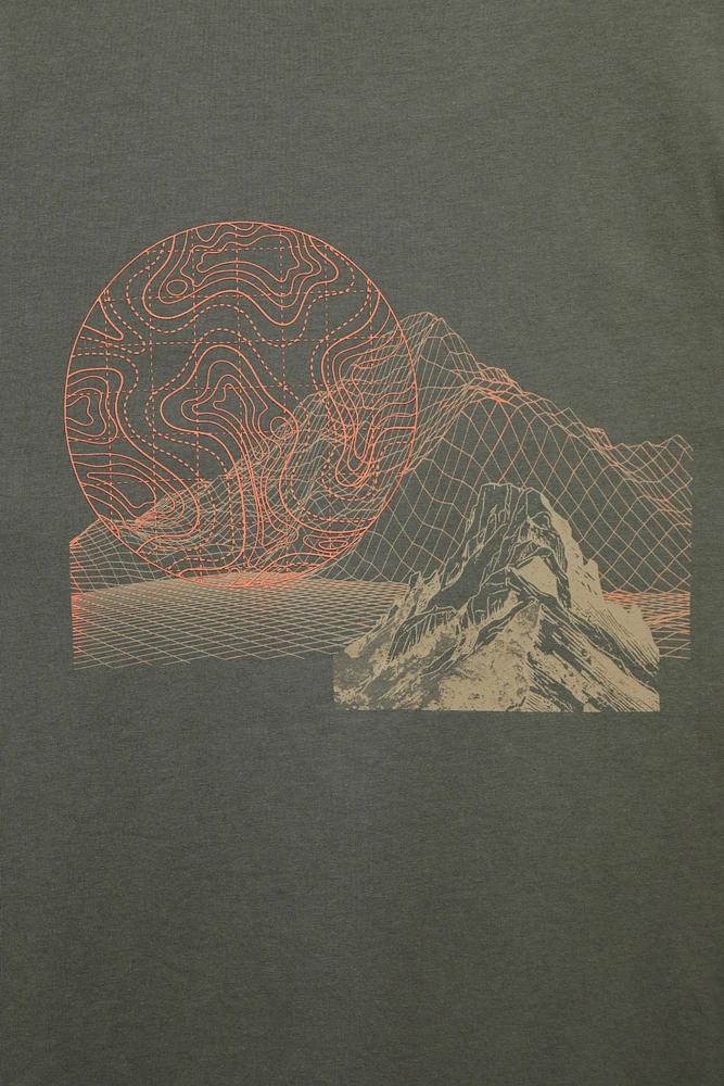 Mountain Grid Mens Graphic T-Shirt