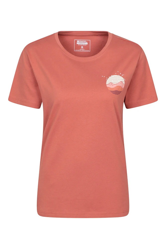Printed Womens Mountain Bird Loose Fit T-Shirt
