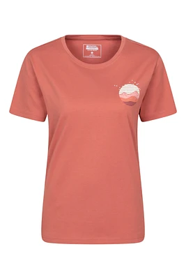 Printed Womens Mountain Bird Loose Fit T-Shirt