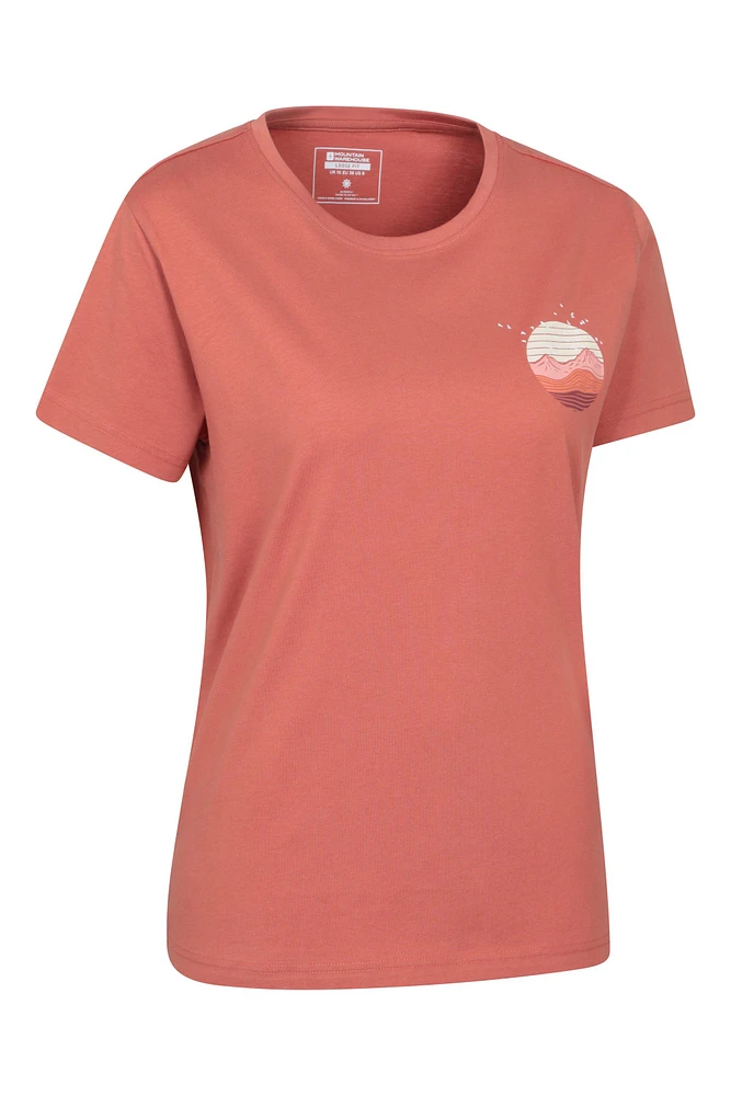 Printed Womens Mountain Bird Loose Fit T-Shirt