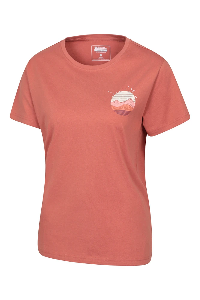 Printed Womens Mountain Bird Loose Fit T-Shirt