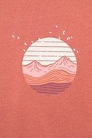 Printed Womens Mountain Bird Loose Fit T-Shirt