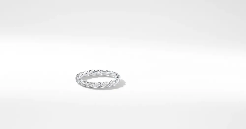 Paveflex Two Row Ring with Diamonds in 18K Rose and White Gold