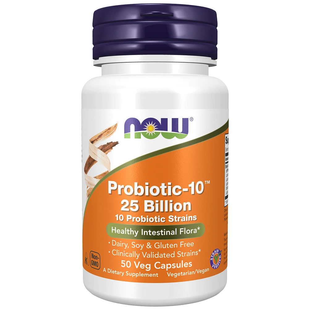 Probiotic-10™, 25 Billion, with 10 Probiotic Strains, Dairy, Soy and Gluten Free, Strain Verified, 50 Veg Capsules