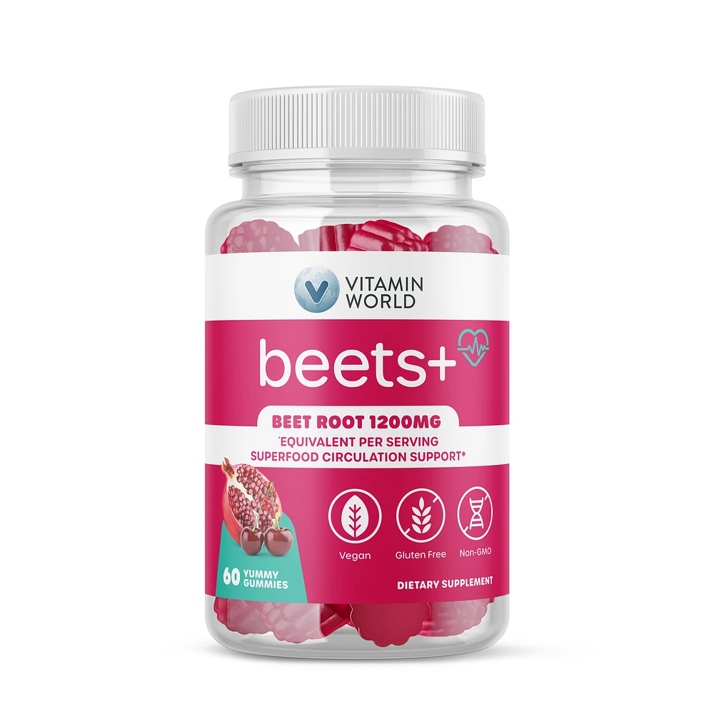 beets+ Gummies, Beet Root 1200MG, Antioxidant, Cardiovascular Support