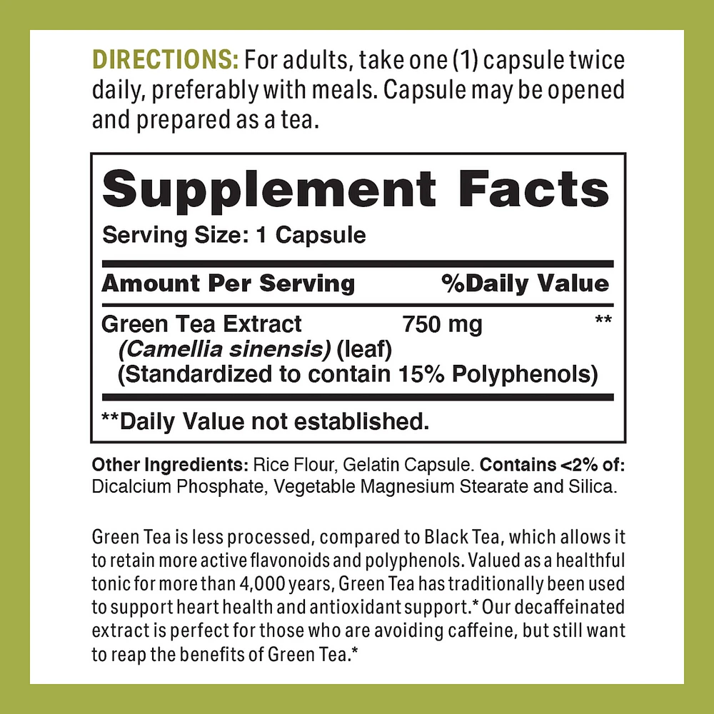 Decaffeinated Green Tea Extract 750MG