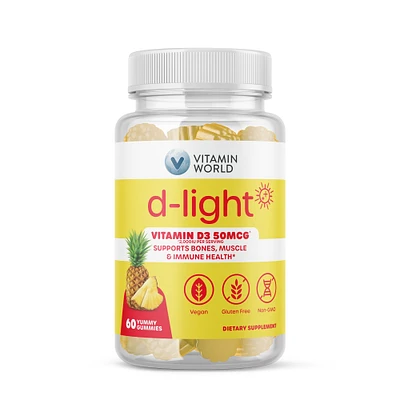 d-light Vitamin D Gummies, 50MG (2000iu) Vitamin D3, Bone Health, Joint Support