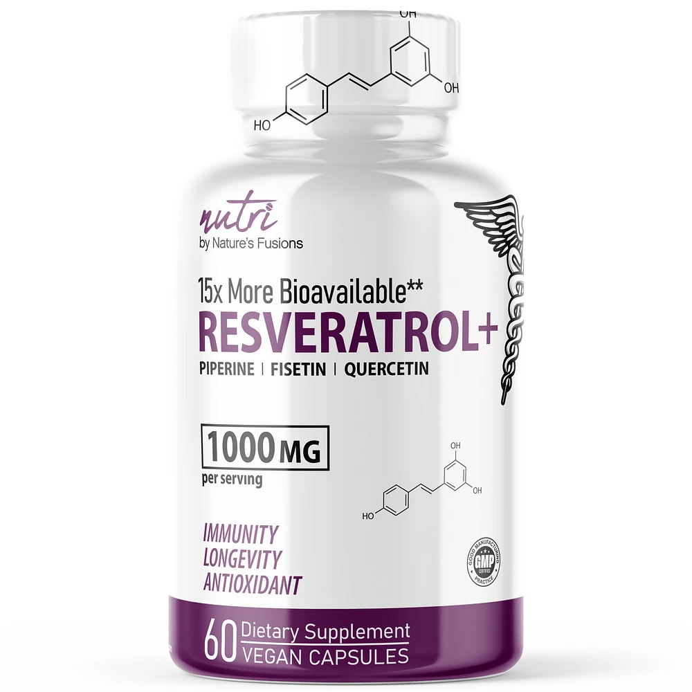 Resveratrol+ with Quercetin, Piperine & Fisetin (Resverperine) 1000 mg 60ct