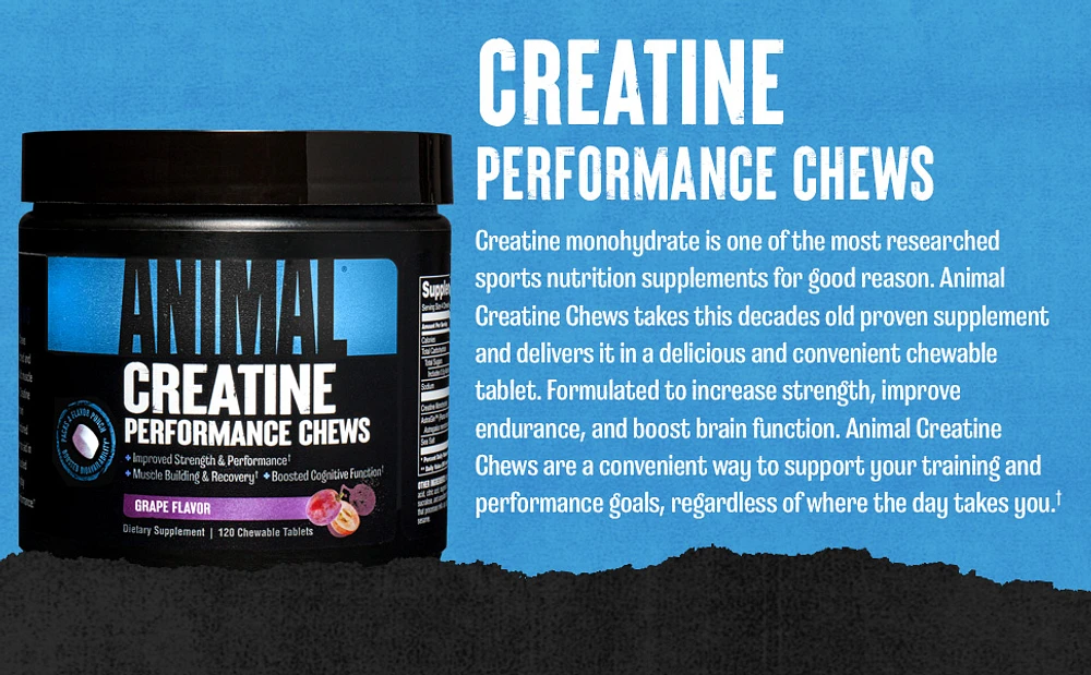 Universal Nutrition Animal Creatine Chews on-the-Go Chewable Tablets