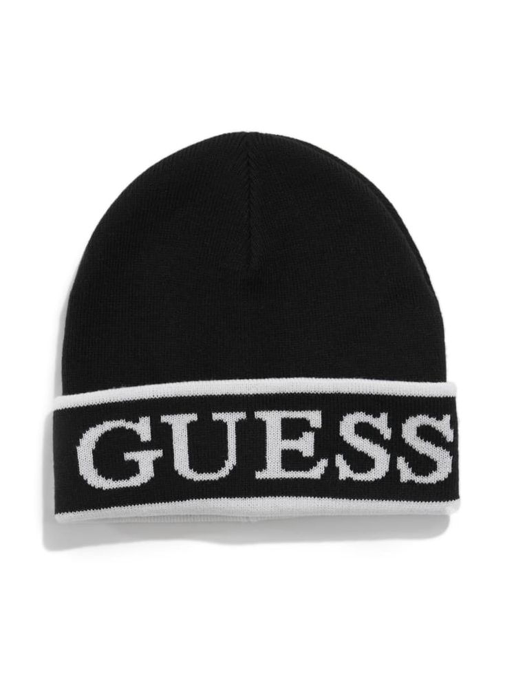 GUESS LOGO STRIPE CUFF BEANIE