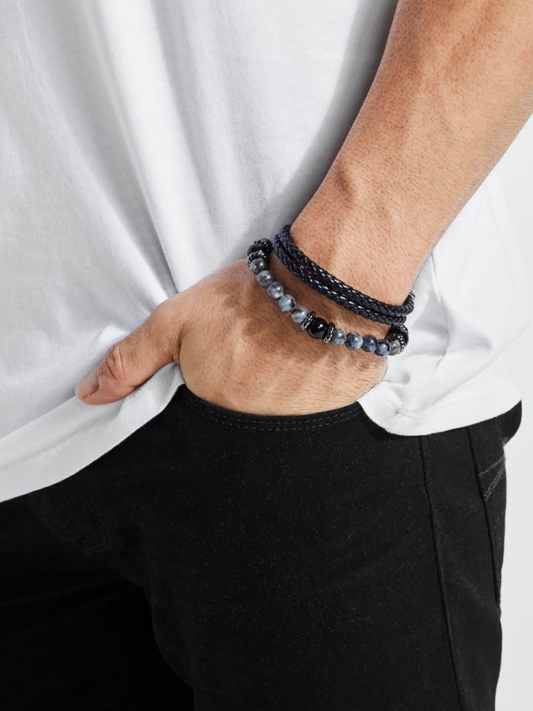 Marbled Beaded Bracelet Set