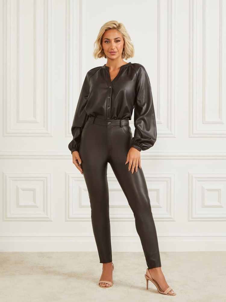 Kelly Faux-Leather Straight Pants