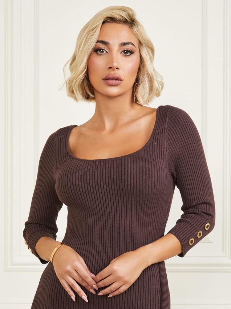 GUESS Eco Flora Ribbed Sweater Dress