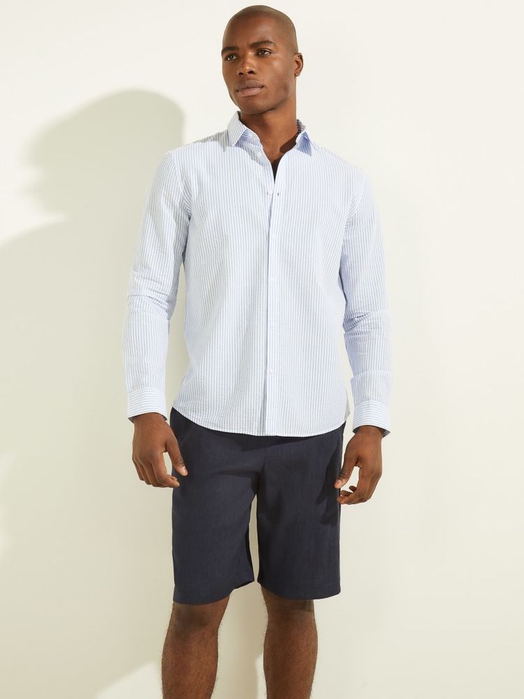 Seersucker Italian Notched Cuff Shirt