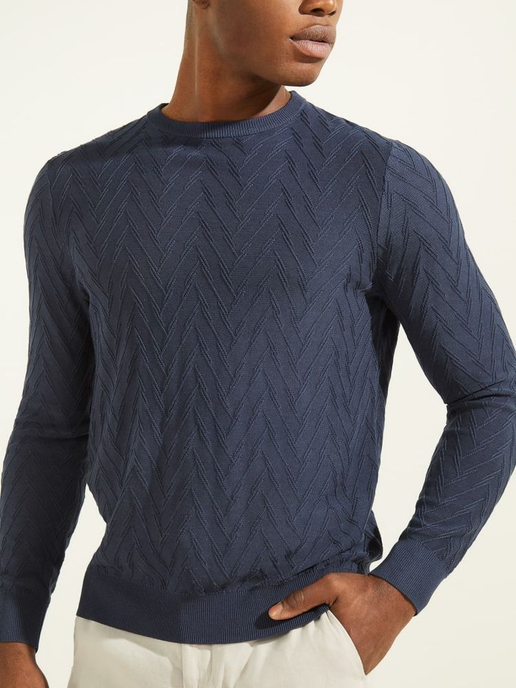 Arrow Stitch Crewneck Sweater