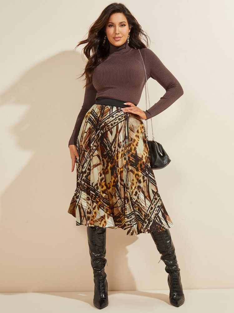Leopard Lines Pleated Skirt