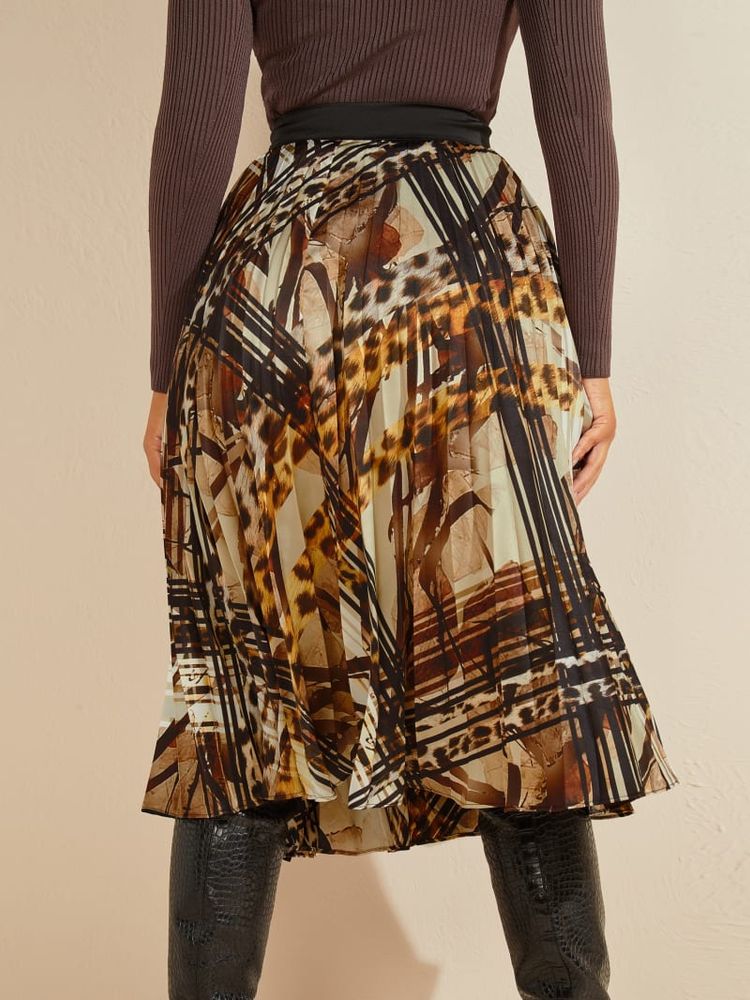 Leopard Lines Pleated Skirt
