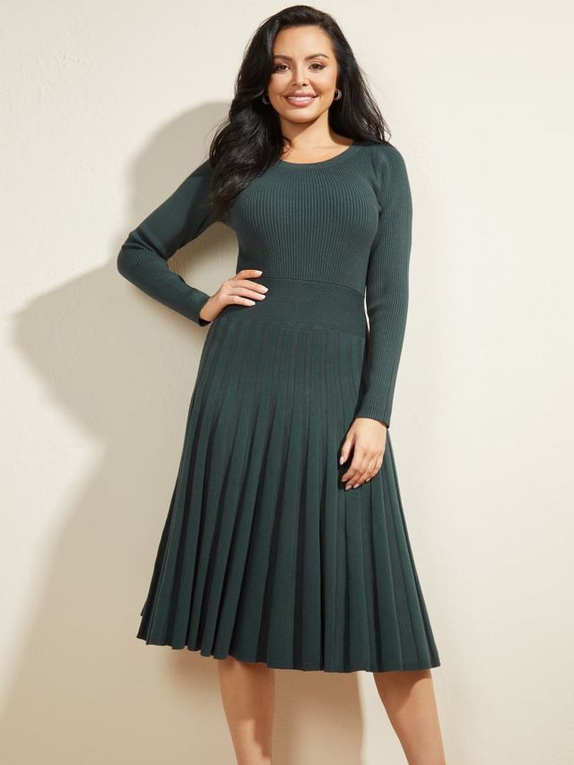 open lace back dress Bridgette One Shoulder Balloon Sleeve Poplin Midi Dress main image 1