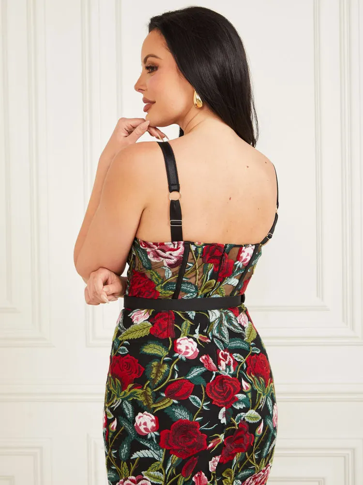 Embroidered Floral Corset Top