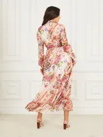 Rose Silk Wrap Dress