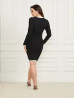 Alba Embossed Striped Sweater Dress