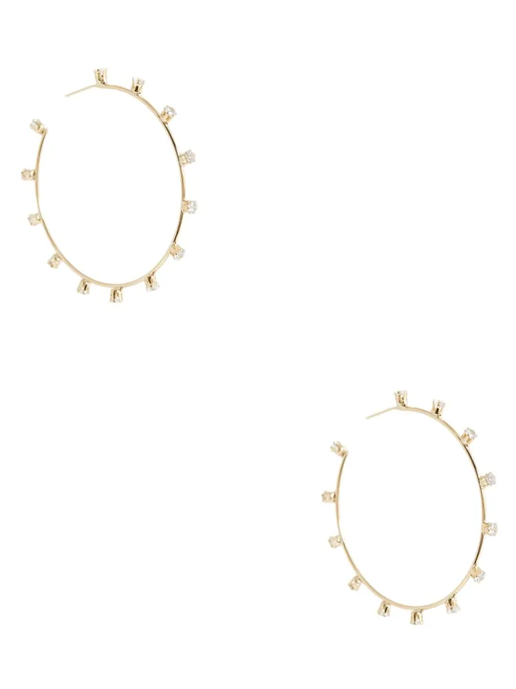 Gold-Tone Rhinestone Hoop Earrings