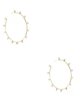 Gold-Tone Rhinestone Hoop Earrings