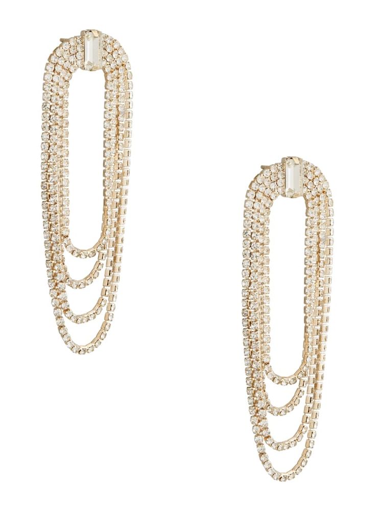 Gold-Tone Rhinestone Statement Earrings